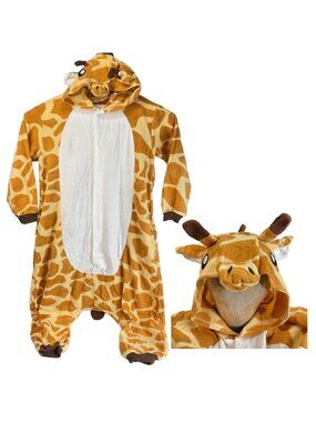 Halloween Costume Giraffe One Piece Adult Size Large Front Button Up Easy Nwot